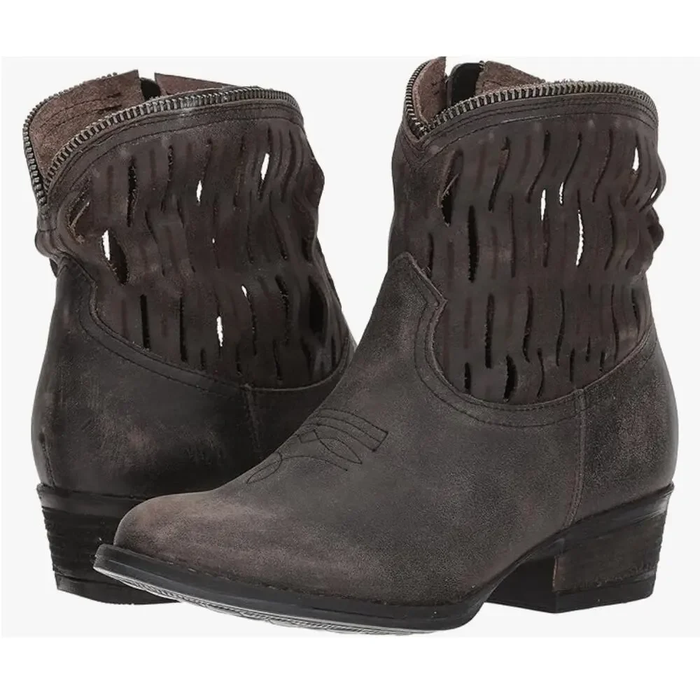 Very Volatile Desoto Western Boots 8 Brown NWT Leather Ankle Booties Heel Boho